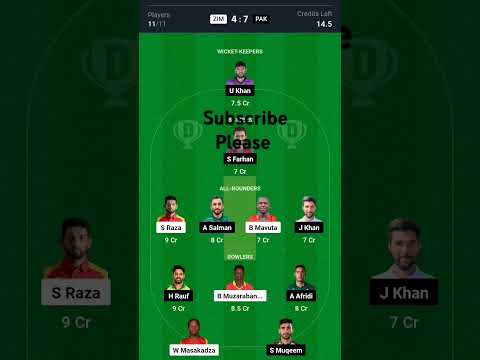 ZIM vs PAK T20 Dream11 Prediction | Dream11 Team Of Today Match | Today Match Prediction |ZIM vs PAK