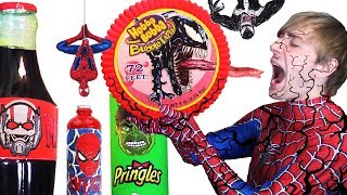 Do NOT Eat VENOM Hubba Bubba 😫 DIY Superhero Food & Drinks Spiderman, Hulk, Antman - Giant Food