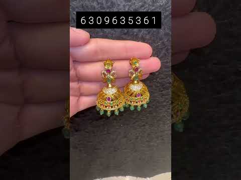 jumkas | One Gram Gold ear rings| cz stone ear rings| 6309635361