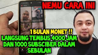 4000 jam tayang dan 1000 subsciber Langsung monetisasi Satu Bulan