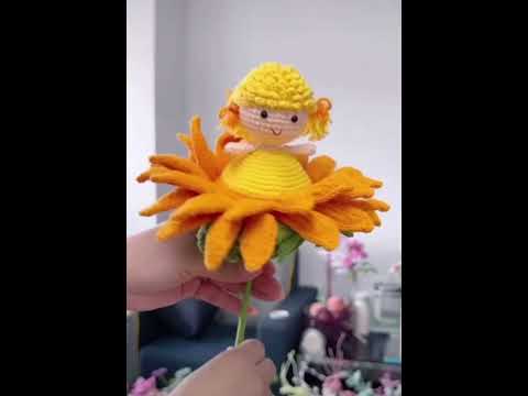 crochet sunflower toy with doll amazing ideas#crochetprojects #crochetprojects #easycrochet