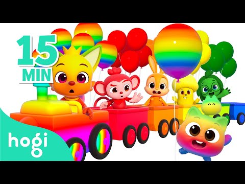 🚂 Colorful Train｜Colors Song｜15 min｜Compilation｜Learn Colors for Kids｜Hogi Colors｜Hogi Pinkfong