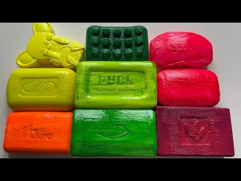 ASMR CUTTING DRY SOAP IN NEON PAINT