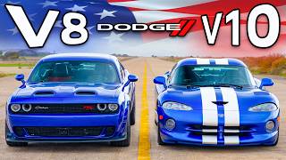 V10 Dodge Viper v V8 Challenger: DRAG RACE