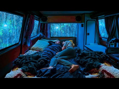 Deep Sleep Ambience: Beat Stress & Fall Asleep Fast with Sounds Rain & Thunder on Cozy Car at Night