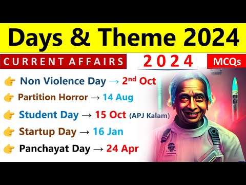 Days & Themes 2024 Current Affairs | 2024 Days & Theme Current Affairs | Important Diwas 2024 |