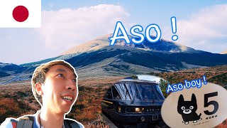 I took a puppy train to Aso mountain! - นั่งรถไฟอะโสะบอยไปเที่ยวภูเขาอะโสะ!