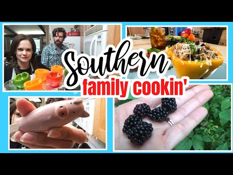 We're making this up...😆 | Beef Tips & Rice Stuffed Peppers for Dinner! | Southern Family Cooking