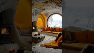 Luxury Cave Living with Fireplace #LuxuryLiving #CaveStyle #FireplaceVibes