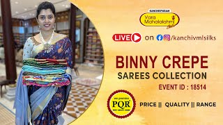 Binny Crepe Sarees Collection | WhatsApp Number 89 0001 0002 | Kancheepuram Varamahalakshmi Silks