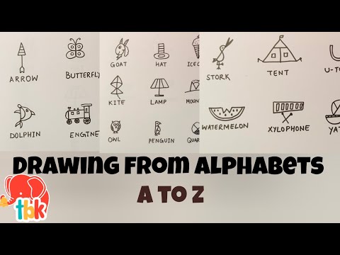 Drawing from alphabets - Easy Alphabets drawing for kids - Thinkerbell Kids