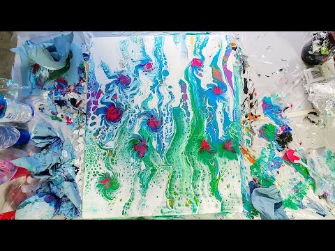 Acrylic pouring: Giant swipe & ballon kiss flower garden