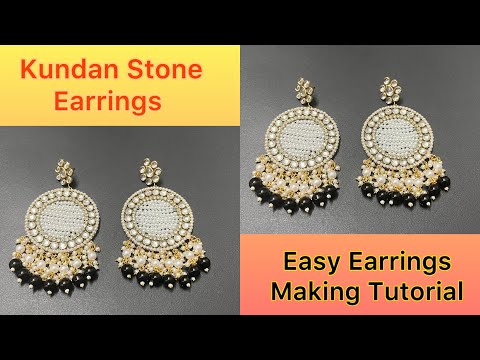 How to Make Beautiful Kundan Stone Jewellery At Home | Beautiful Earrings Tutorials | Diy by Kavita