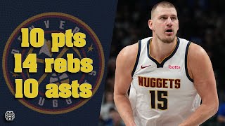 Nikola Jokic 10 pts 14 rebs 10 asts vs Mavericks 24/25 season