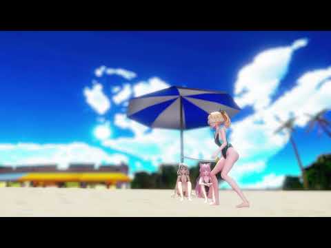 スイカ割りもジャキンジャキンでござる🍉【風真いろは/博衣こより/沙花叉クロヱ MMDホロライブ】