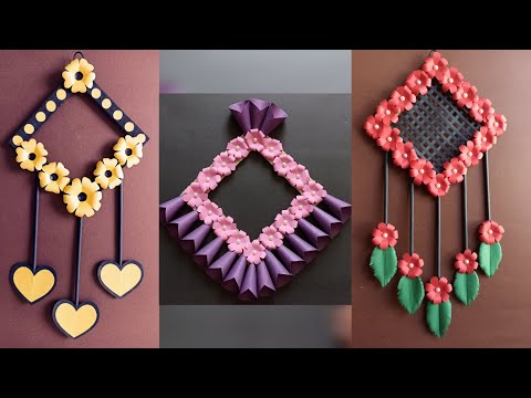 3 Beautiful paper wall hanging - Easy and simple wall hanging craft | home decoration ideas 💡