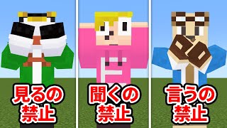 見るの禁止聞くの禁止言うの禁止でマインクラフト【マイクラ】