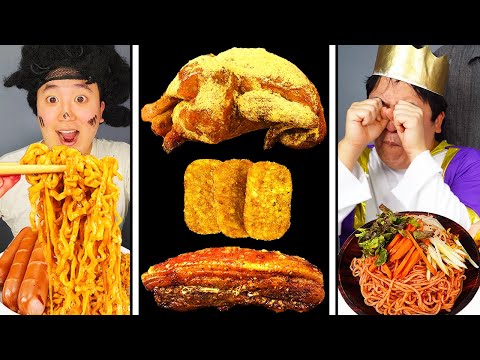 Spicy Carbo Buldak Noodles with FRIED WHOLE CHICKEN WITH CHEESE POWDER (PRINKLE) 🍗 Mukbang Asmr