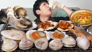 Delicious grilled clams! MUKBANG REALSOUND ASMR EATINGSHOW