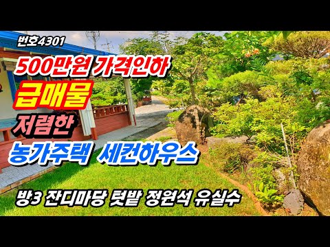 (급매물 500만원 가격인하) 텃밭과 정원석 유실수 등 관리 잘 되어 있는  농가주택 시골집 촌집 전원주택 매매 급매  충남 공주부동산 싼집 싼땅  행운땅집부동산tv