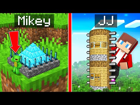 Mikey TINY vs JJ GIANT Security Base Survival Battle in Minecraft (Maizen)