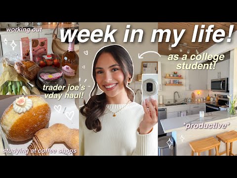 COLLEGE WEEK IN MY LIFE VLOG! 🎀 *productive + realistic* grocery shopping, studying, cleaning, etc!