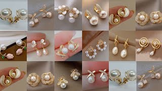 Latest Gold Pearl Studs Design 2024 ||Light Weight Studs Earrings Design ||Gold earrings design