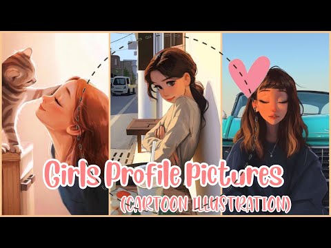 Girls profile pictures (Cartoon illustration)