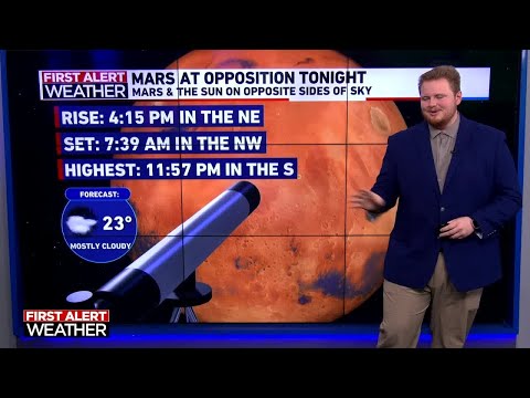 Mars will be extra bright tonight as the red planet enters opposition