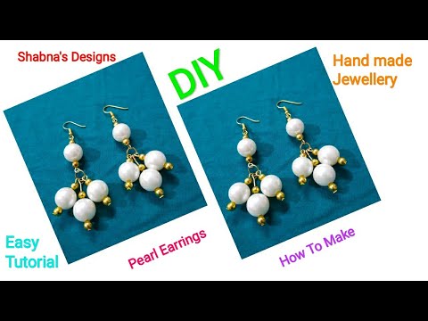 Handmade Pearl Earrings ||How To Make || shabnasdesigns