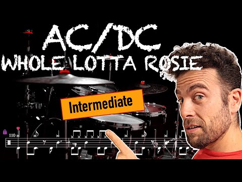 ACDC - Whole Lotta Rosie - Drum cover (with scrolling drum score)