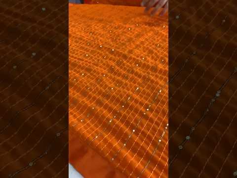 orange saree ...         sequence lines saree... with satin pataa border... #saree #orange