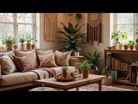 Boho Livingroom with jazz relaxation music