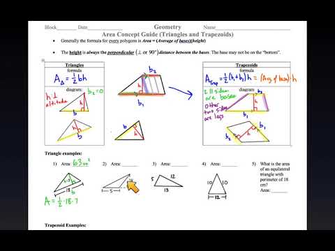 Geometry Area Concept Guide Triangles and Trapezoids