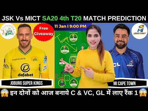 JSK vs MICT Dream11 Prediction Today | Joburg Super Kings vs MI Cape Town SA20 | Fantasy Cricball