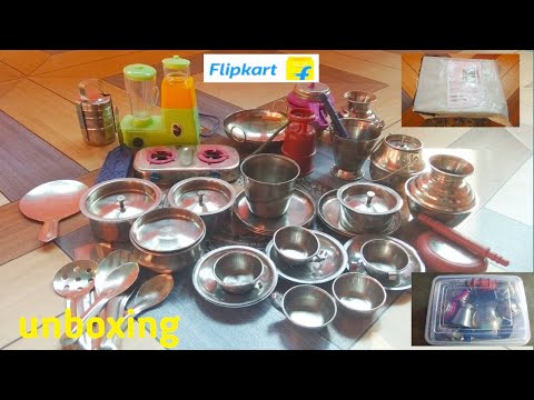 My new miniature steel kitchen set unboxing | new collection | mini steel kitchen set | unboxing