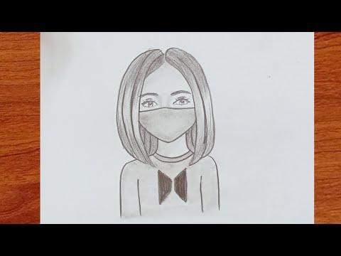 how to draw girl with mask|draw girl with mask|step by step|#drawpretty #pencilsketch #pencildrawing