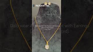 Daily Wear AD Chain Pendant &Earrings (24carat Gold Plated). #chain #pendant #gold #jewelry #shorts