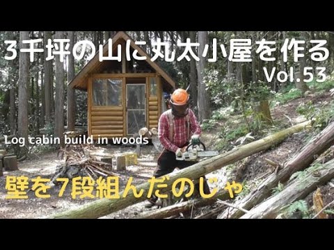 山開拓して丸太小屋を作る Vol.53　壁を７段組んだのじゃ