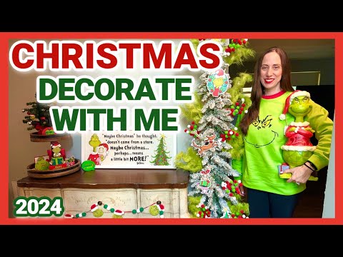 CHRISTMAS DECORATE WITH ME 2024 | Grinch Themed Christmas Decor |