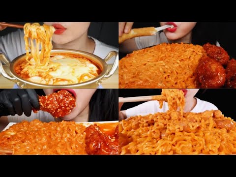 ASMR EATING CHEESY CARBO FIRE NOODLES 🔥😋 BEST FOOD EATING MUKBANG VIDEO - 15