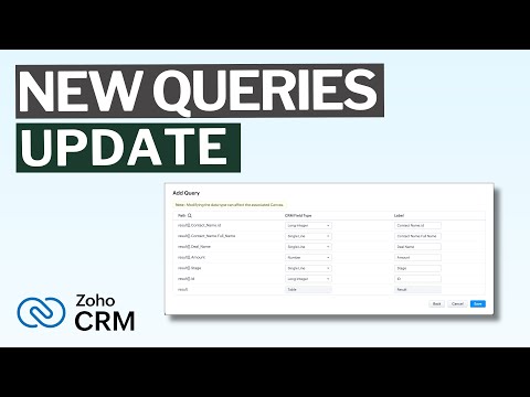 NEW! Queries for Zoho CRM Overview