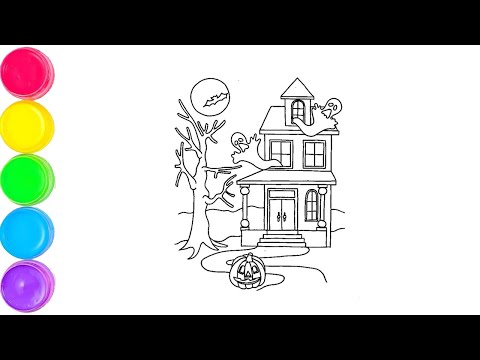 Haunted House Drawing - How To Draw Hounted House Easy || halloween Drawing