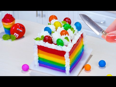 How To Make Miniature Rainbow Buttercream Cake | Beautiful Miniature Rainbow Cake Decorating Ideas