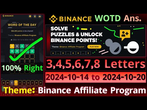 Binance Affiliate Program WOTD | Binance New WODL Answers Today | All Letters Word of the day