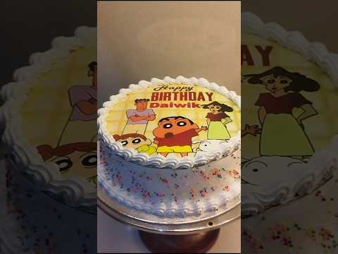 Round Shinchan Family Birthday Vanilla Poster Cake | Shinchan Family Theme Cake #shorts