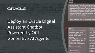 Deploy an Oracle Digital Assistant Chatbot Powered by OCI Generative AI Agents