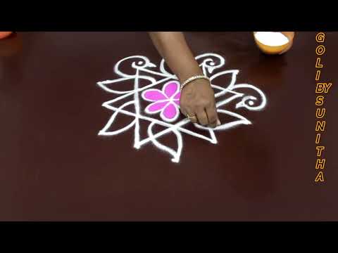 Beautiful birds rangoli design | 5 dots easy rangoli | daily rangoli | friday kolam