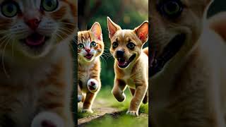 Unexpected Best Friends! 🐾  Whiskers the Kitten & Puppy Playtime Adventure! #cuteanimal #cat #pets