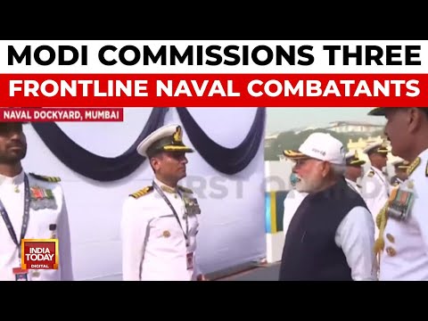 PM Modi Commissions Three New Warships in Mumbai, Boosting India's Naval Power